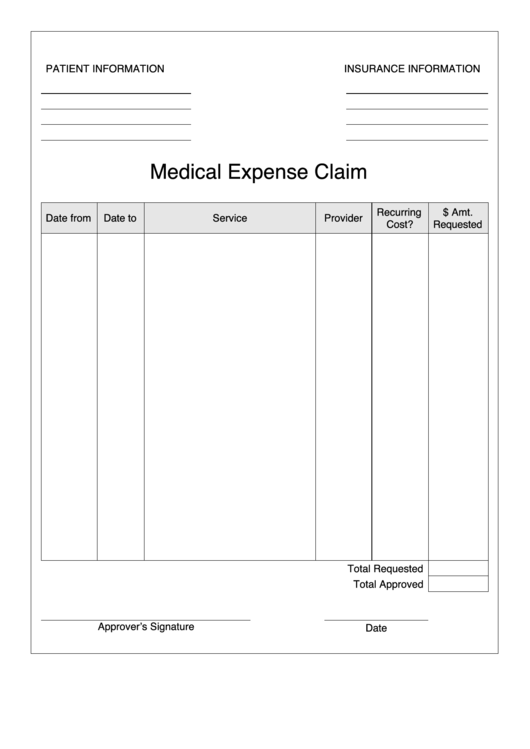 Medical Expense Claim Printable pdf