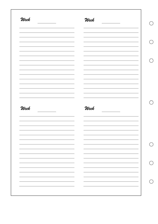Four Weeks On A Page Journal Template Printable pdf