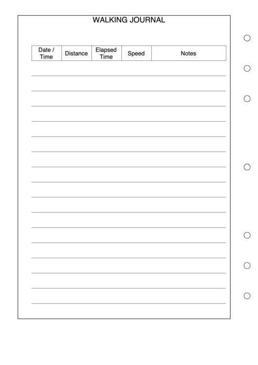 Walking Journal Log Template Printable pdf