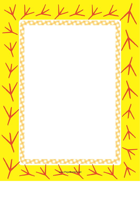 Yellow Bird Footprint Page Border Printable pdf