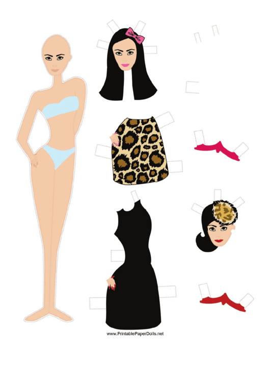 Fashion Paper Doll With Bow Printable pdf