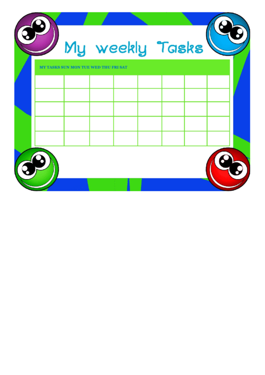 Chore Charts: Child Weekly Tasks Printable pdf