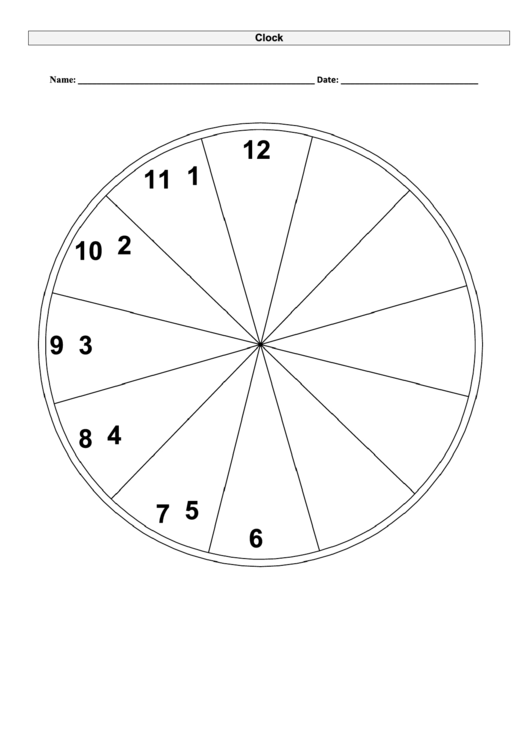 Clock Face Worksheet Printable pdf
