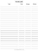 Time And Energy To Do List Template