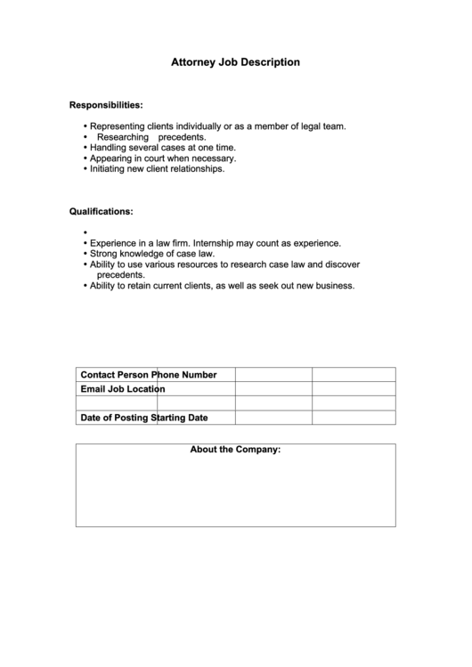 Attorney Job Description Printable pdf