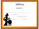 Halloween Holiday Certificate