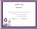 Mothers Day Holiday Certificate