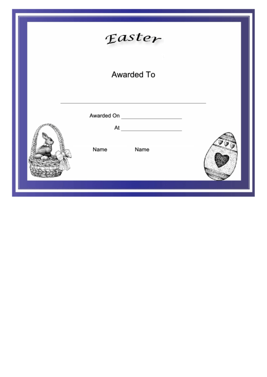 Easter Holiday Certificate Template Printable pdf