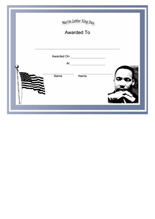 Martin Luther King Day Holiday Certificate Printable pdf