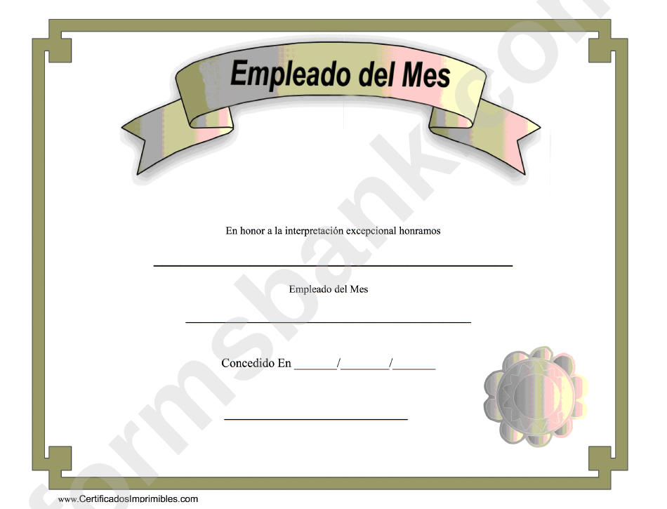 Empleado Del Mes Certificate (Employee Of The Month)