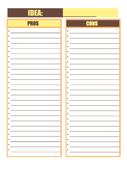 Pros And Cons List Template Printable pdf