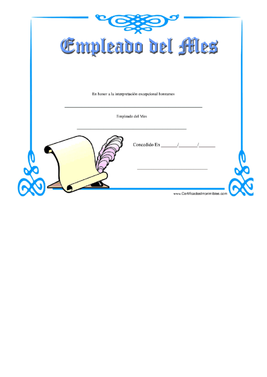 Empleado Del Mes Certificate (Employee Of The Month) Printable pdf