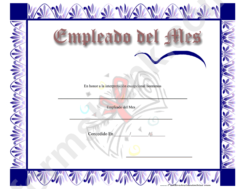 Empleado Del Mes Certificate (Employee Of The Month)