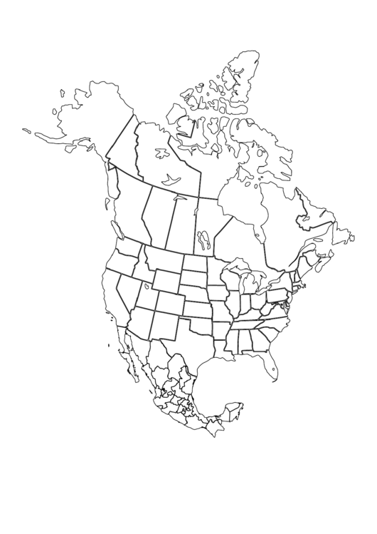 North America With States And Provinces Map