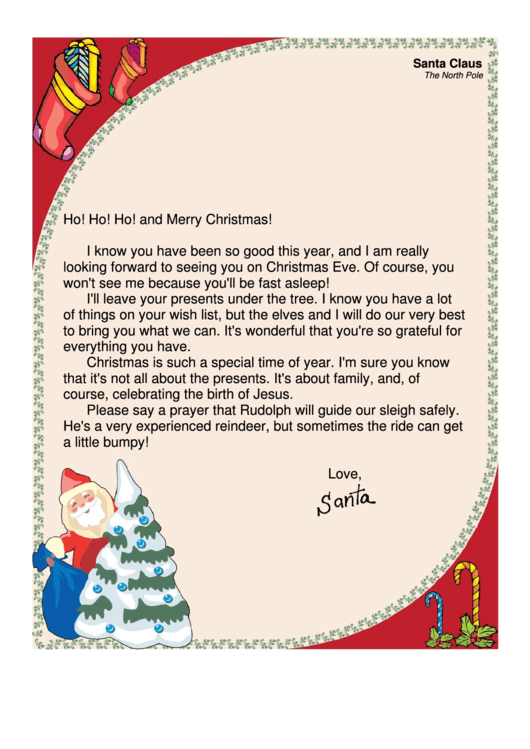 Great To Be Grateful Santa Letter Template