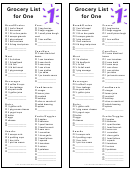 Grocery List Template For One