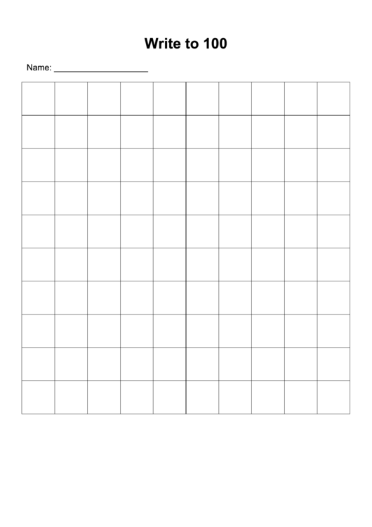Write To 100 Chart Printable pdf