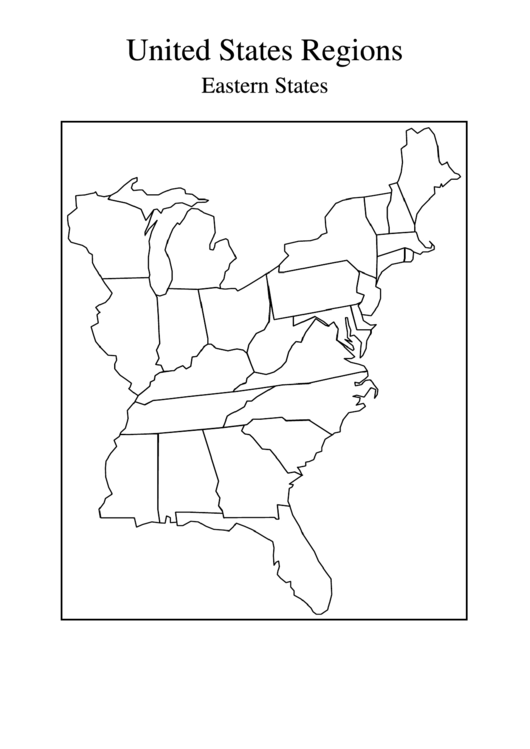 United States Regions Eastern States Printable pdf