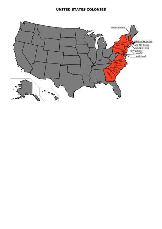 United States Colonies Map Printable pdf