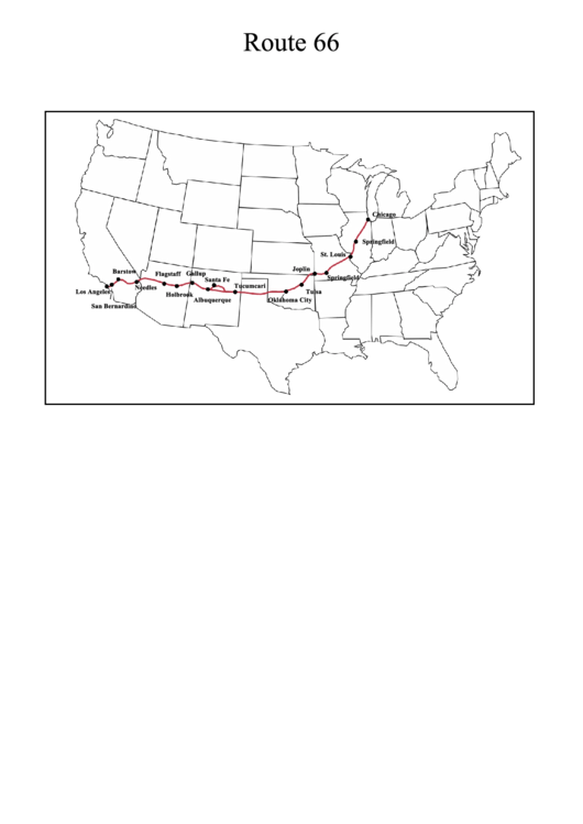 Route 66 Map Template Printable pdf