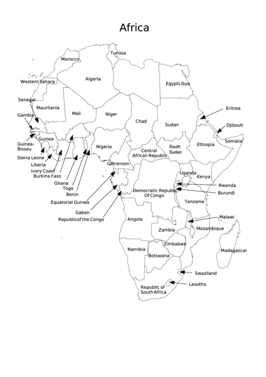 Africa Labeled Map Template Printable pdf