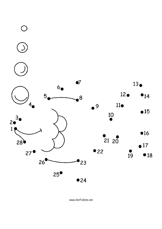 Fish Making Bubbles Dot-To-Dot Sheet Printable pdf