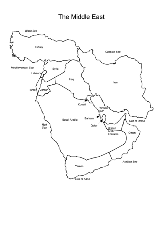 Middle East Map Template Printable pdf