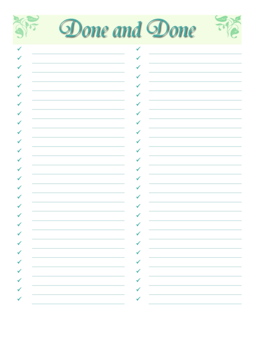 Done And Done List Printable pdf