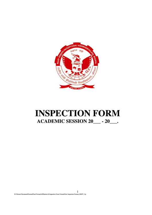 Rgpv Inspection Form Printable pdf