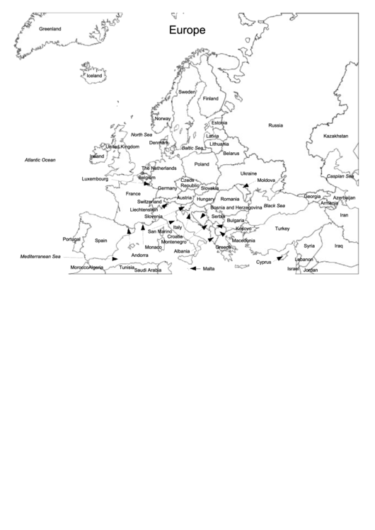 Europe Map Template Printable pdf