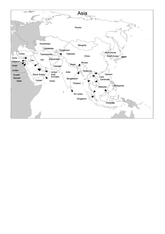 Asia Map Template Printable pdf
