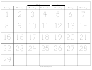 29-day One Month Calendar Template