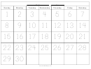 30-day One Month Calendar Template