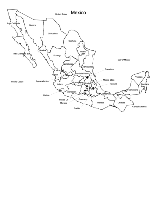 Mexico Map Template Printable pdf