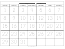 31-day One Month Calendar Template