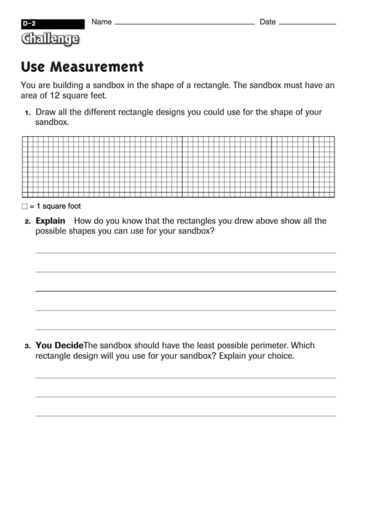 Use Measurement - Math Worksheet With Answers Printable pdf