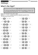 What's The Sign - Math Worksheet With Answers