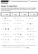 Shapes In Equations - Math Worksheet With Answers
