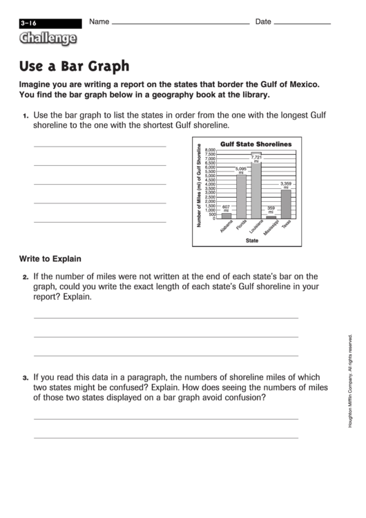 Use A Bar Graph - Math Worksheet With Answers