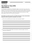 Too Much Or Too Little Information - Math Worksheet With Answers