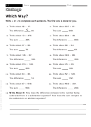 Which Way - Math Worksheet With Answers Printable pdf