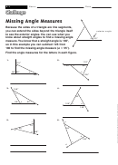 Missing Angle Measures - Geometry Worksheet With Answers