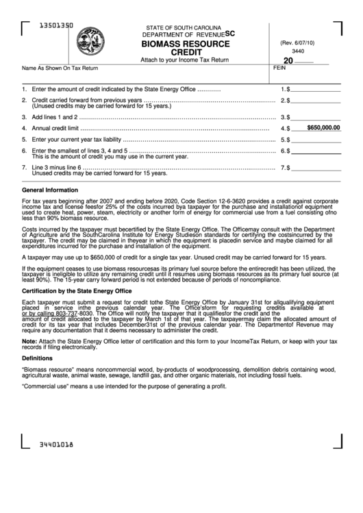 Form Sc Sch.tc-50 - Biomass Resource Credit Printable pdf