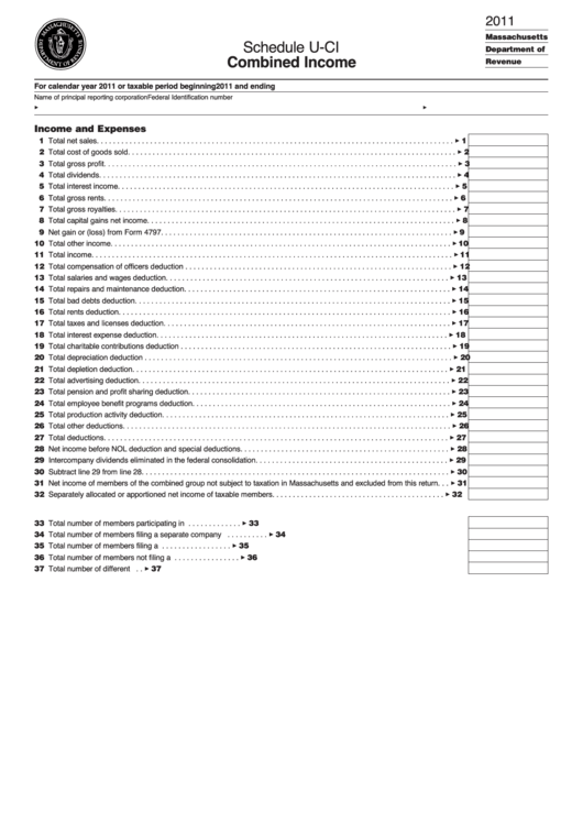 Schedule U-Ci - Combined Income - 2011 Printable pdf