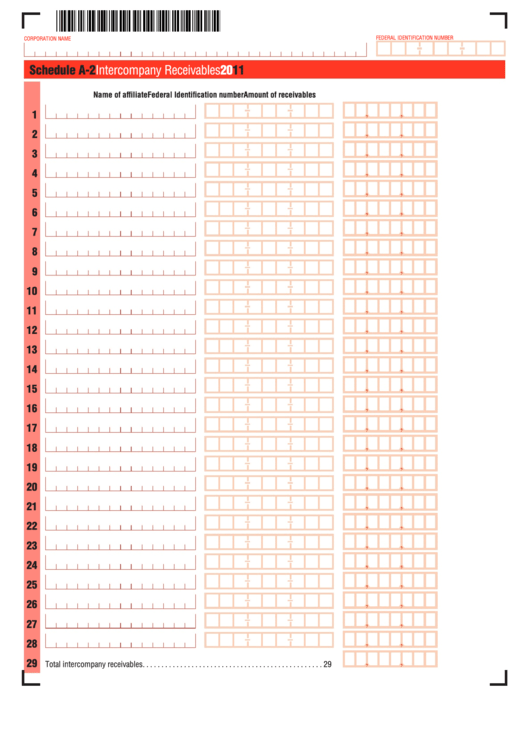 Schedule A-2 - Intercompany Receivables - 2011 Printable pdf