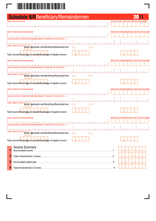 Schedule B/r - Beneficiary/remaindermen - 2011 Printable pdf