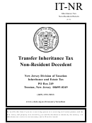 Form It-nr - Inheritance Tax Return Non-resident Decedent - New Jersey Division Of Taxation