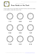 Draw Hands On The Clock - Telling Time Worksheet