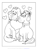 Dogs Valentine's Day Coloring Page