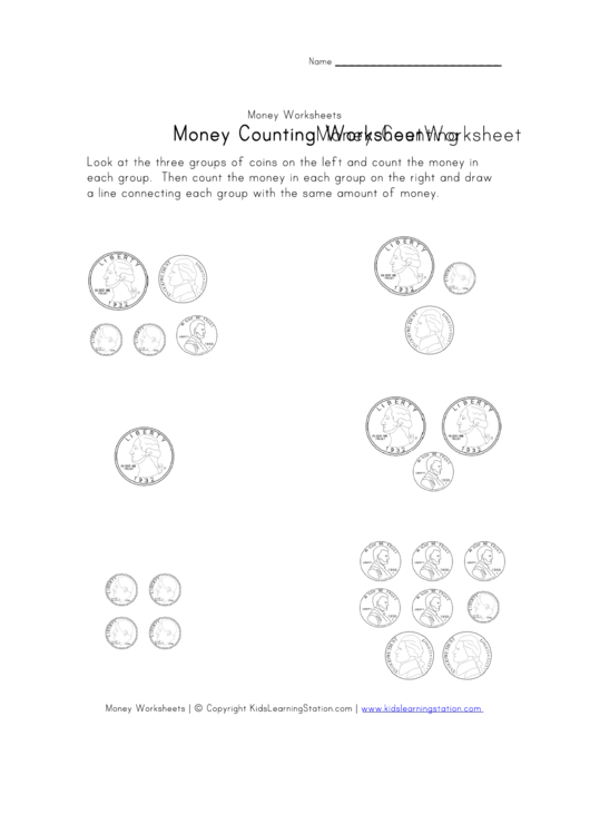 Money Counting Worksheet printable pdf download